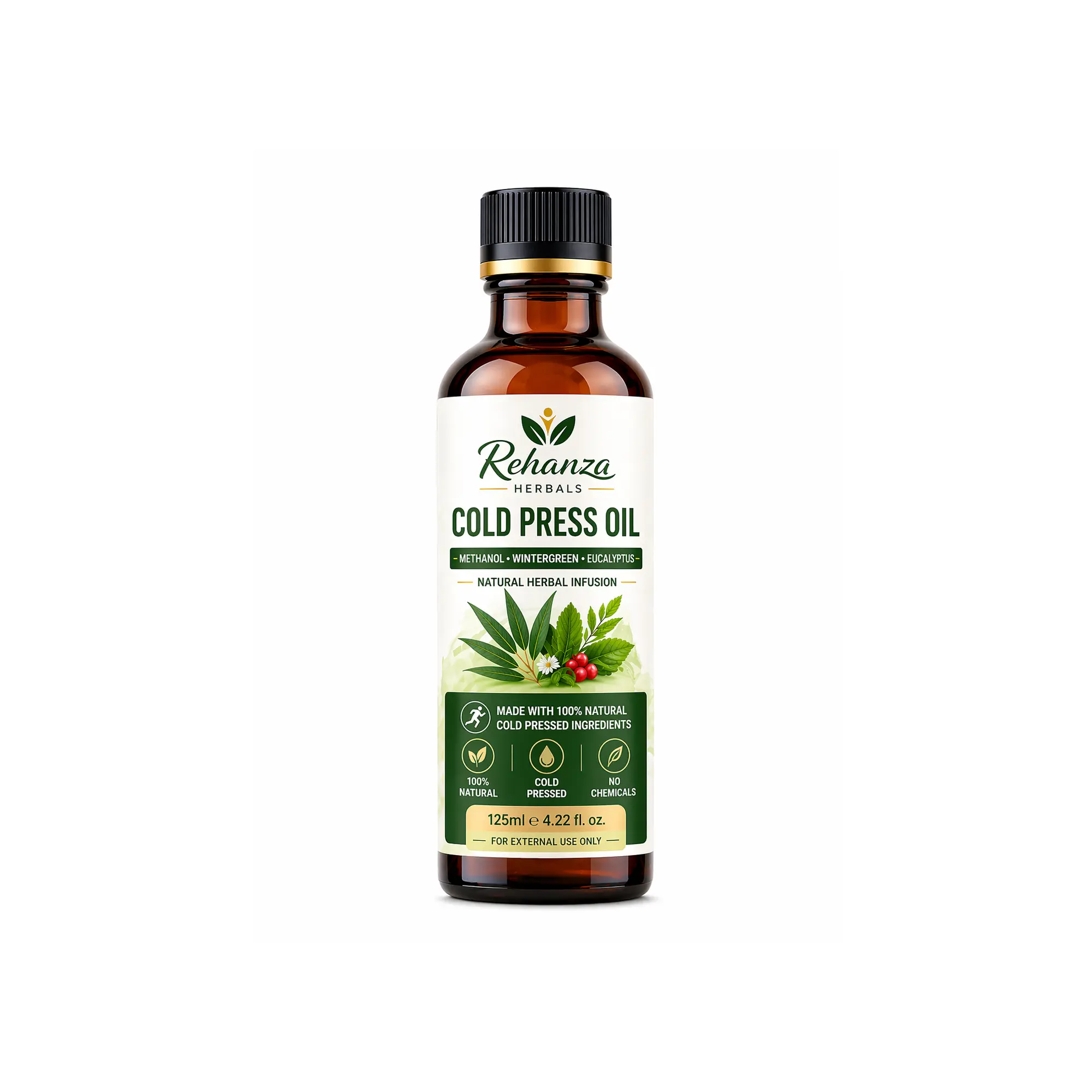 REHANZA Cold Press Pain Relief Oil – Natural Herbal Infusion (125ml) 