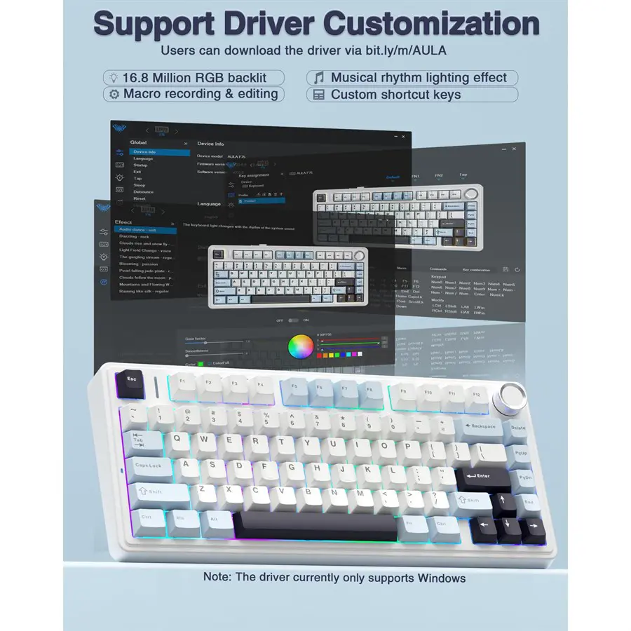 AULA F75 75% Wireless Mechanical Keyboard