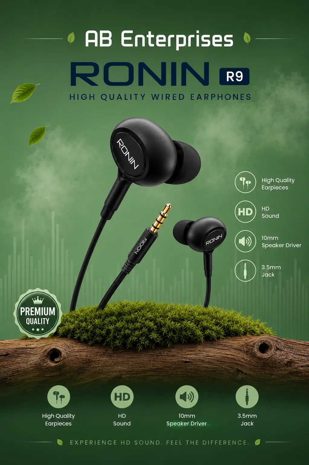 Ronin R9 The OG Wired Earphones – HD Sound Super Bass