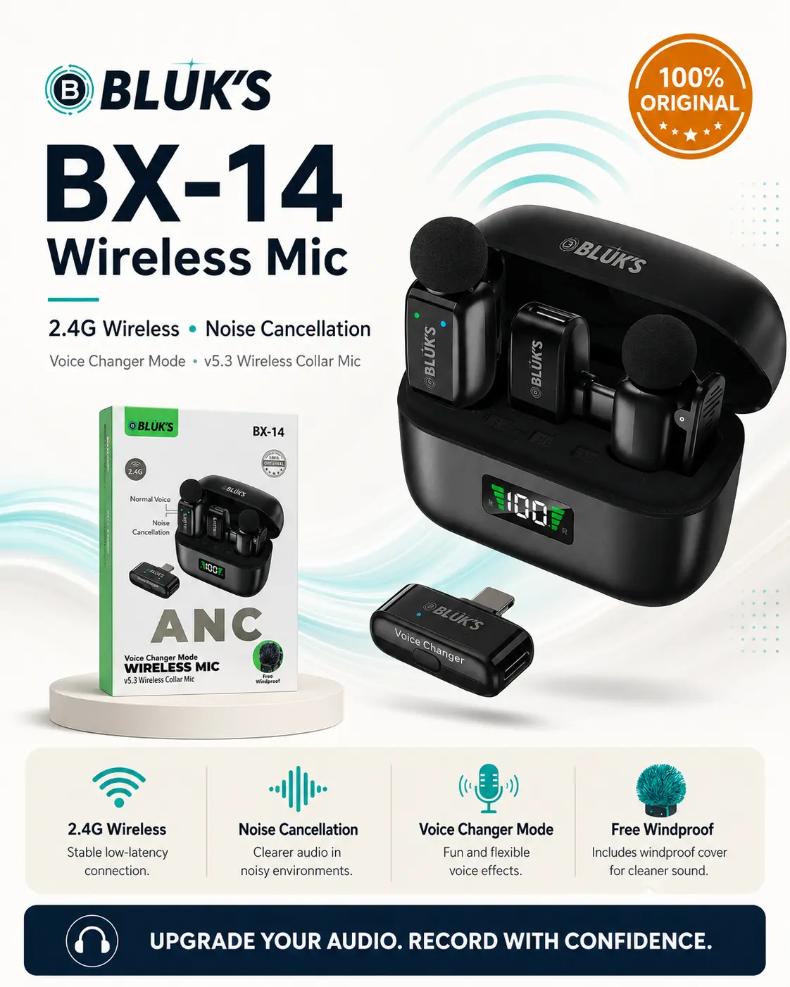 BLUK’S BX-14 ANC Wireless Collar Mic 