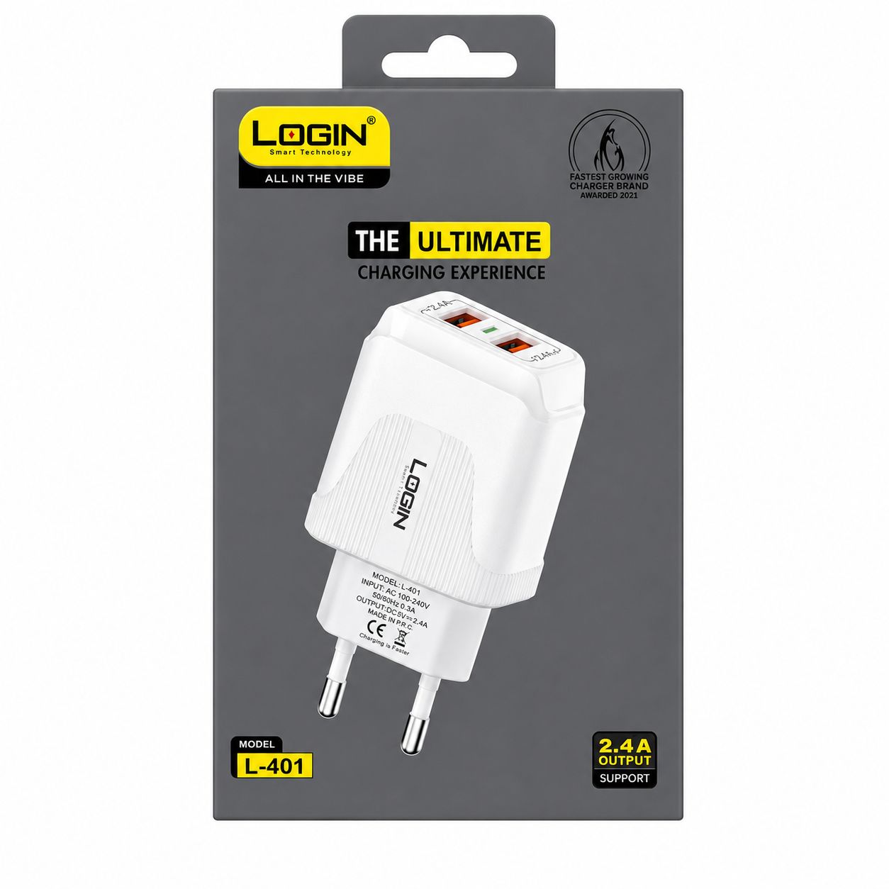 LOGIN L-401 Dual USB Fast Wall Charger