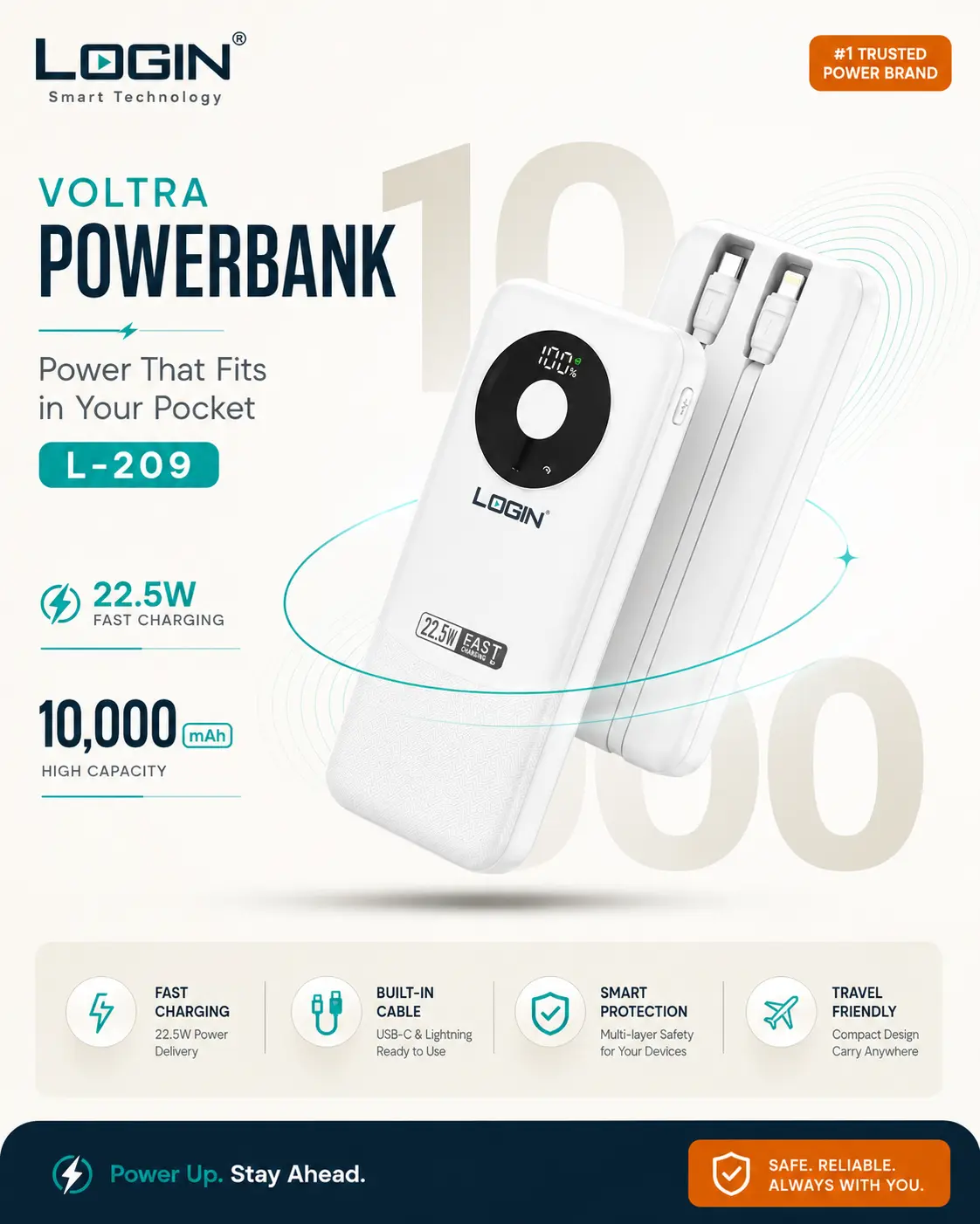 Login Voltra L-209 Power Bank – 10000mAh