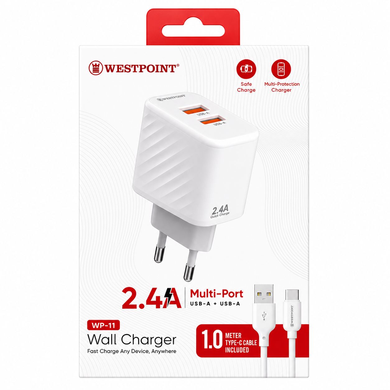 WESTPOINT WP-11 2.4A Multi-Port Wall Charger