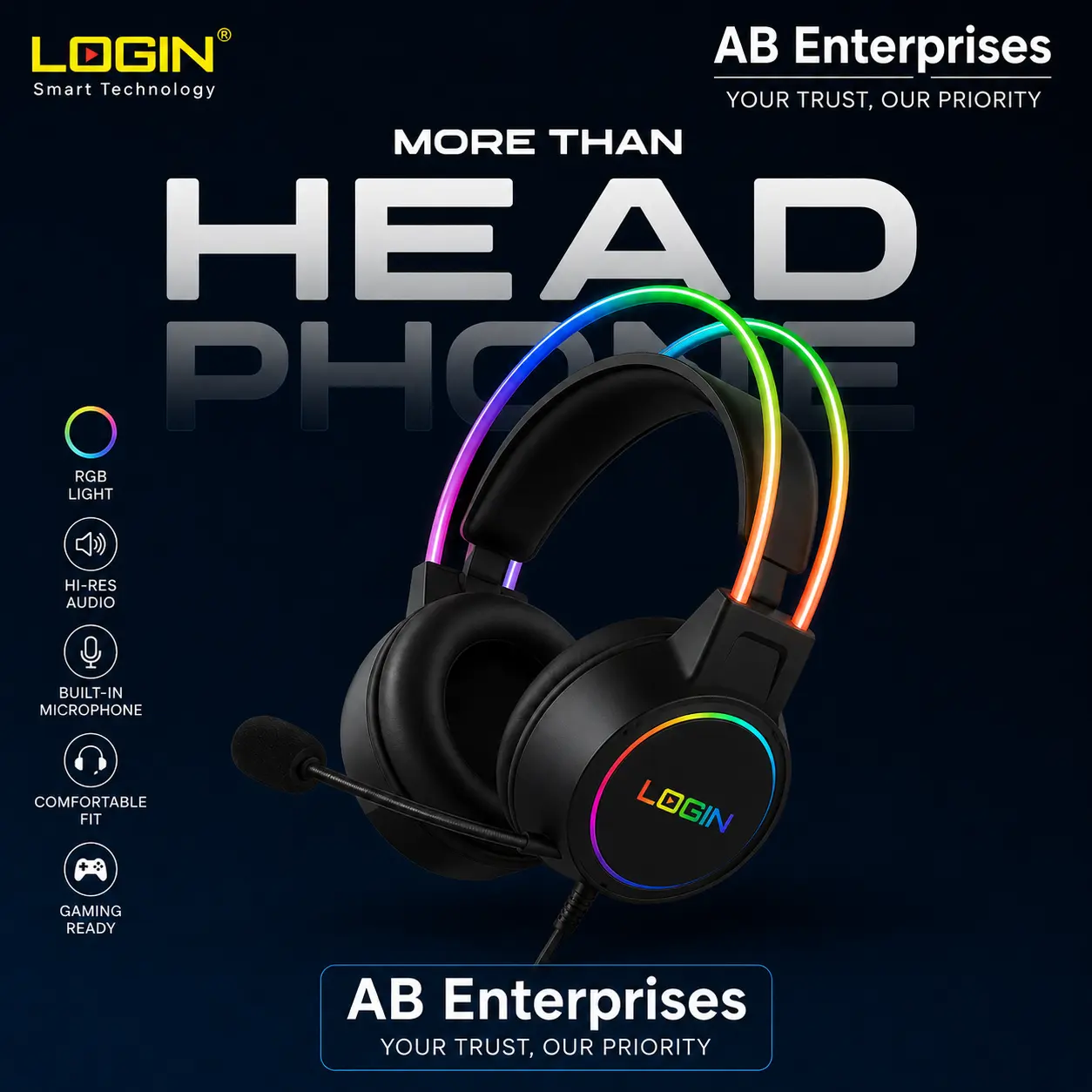 Login Beat L-285 RGB Gaming Headphones – Hi-Res Audio