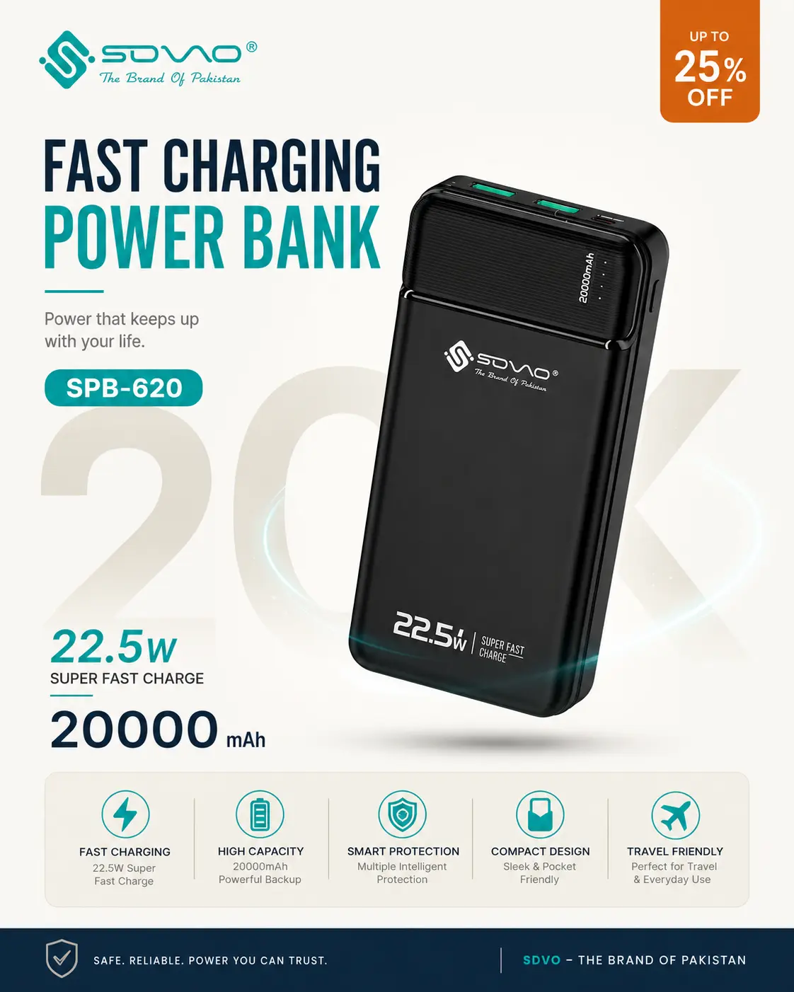 SOVO Master Series SPB-620 Power Bank – 20000mAh