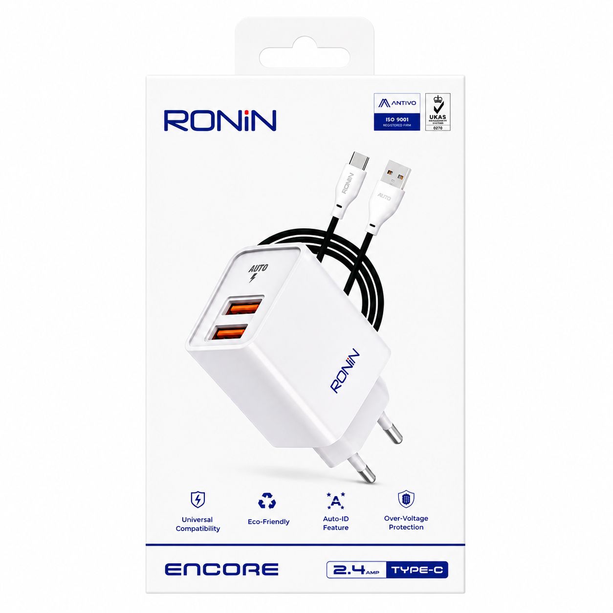 RONIN ENCORE 2.4A Dual USB Wall Charger