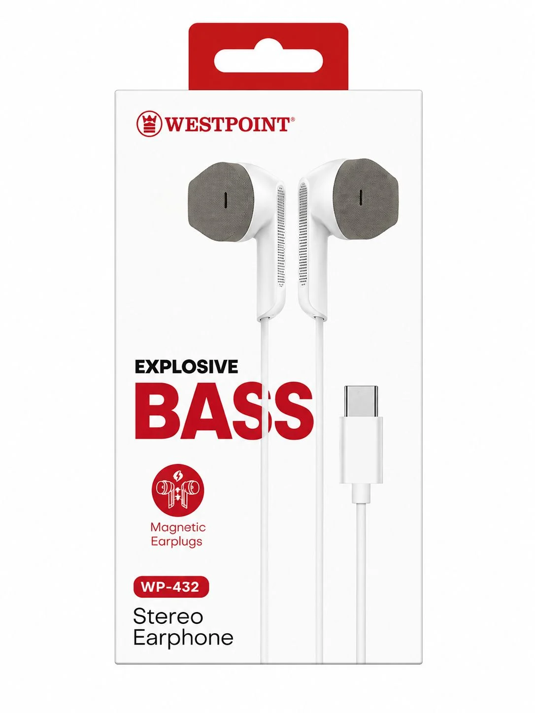 Westpoint WP-432 Type-C Stereo Earphones – Explosive Bass