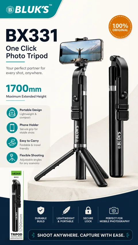 BLUK’S BX331 One Click Photo Tripod