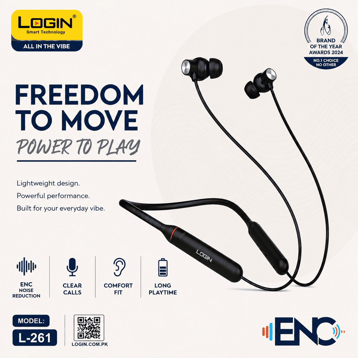 Login L-261 Wireless Neckband – ENC