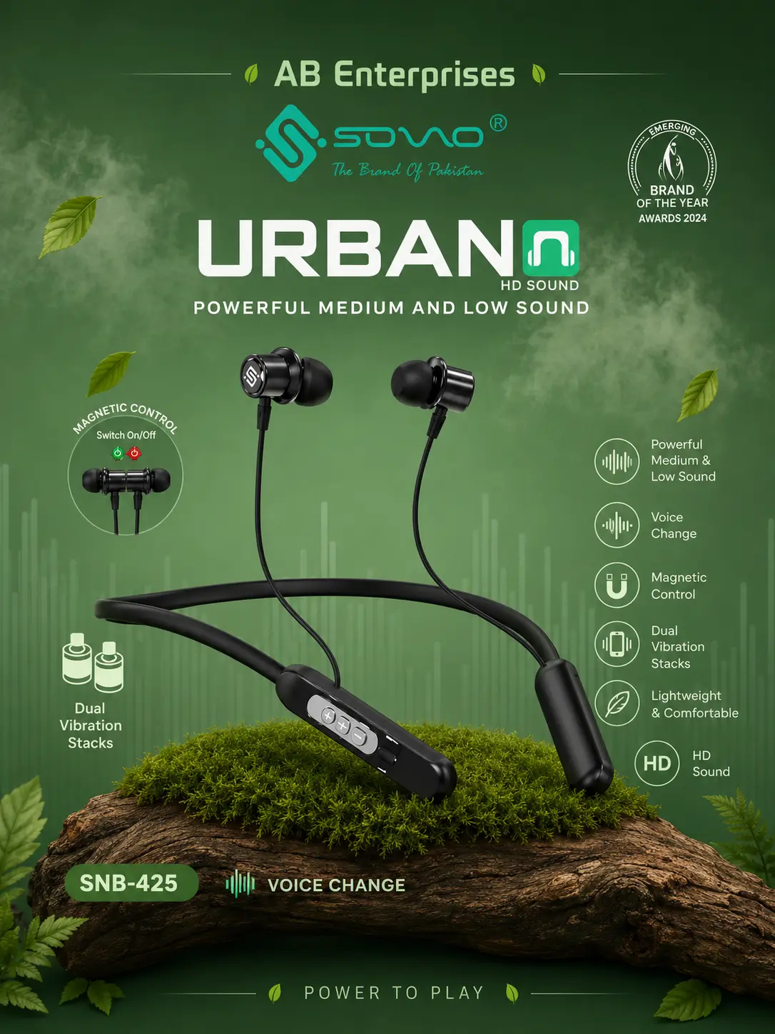 SOVO Urban SNB-425 Wireless Neckband – HD Sound