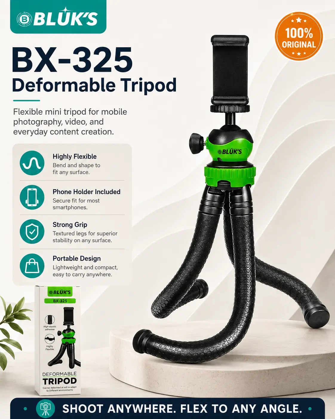 BLUK’S BX-325 Deformable Tripod