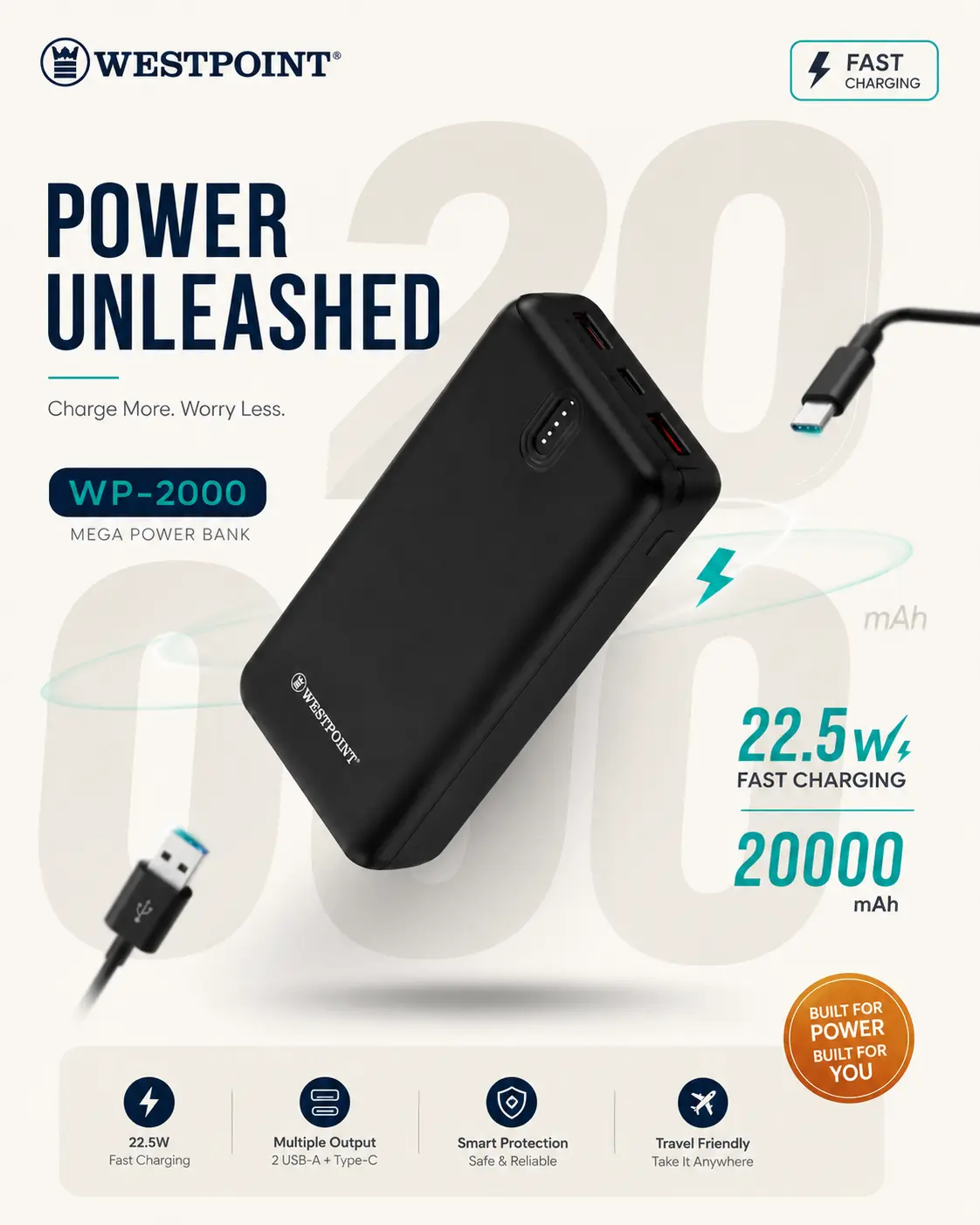 Westpoint WP-2000 Mega Power Bank – 20000mAh