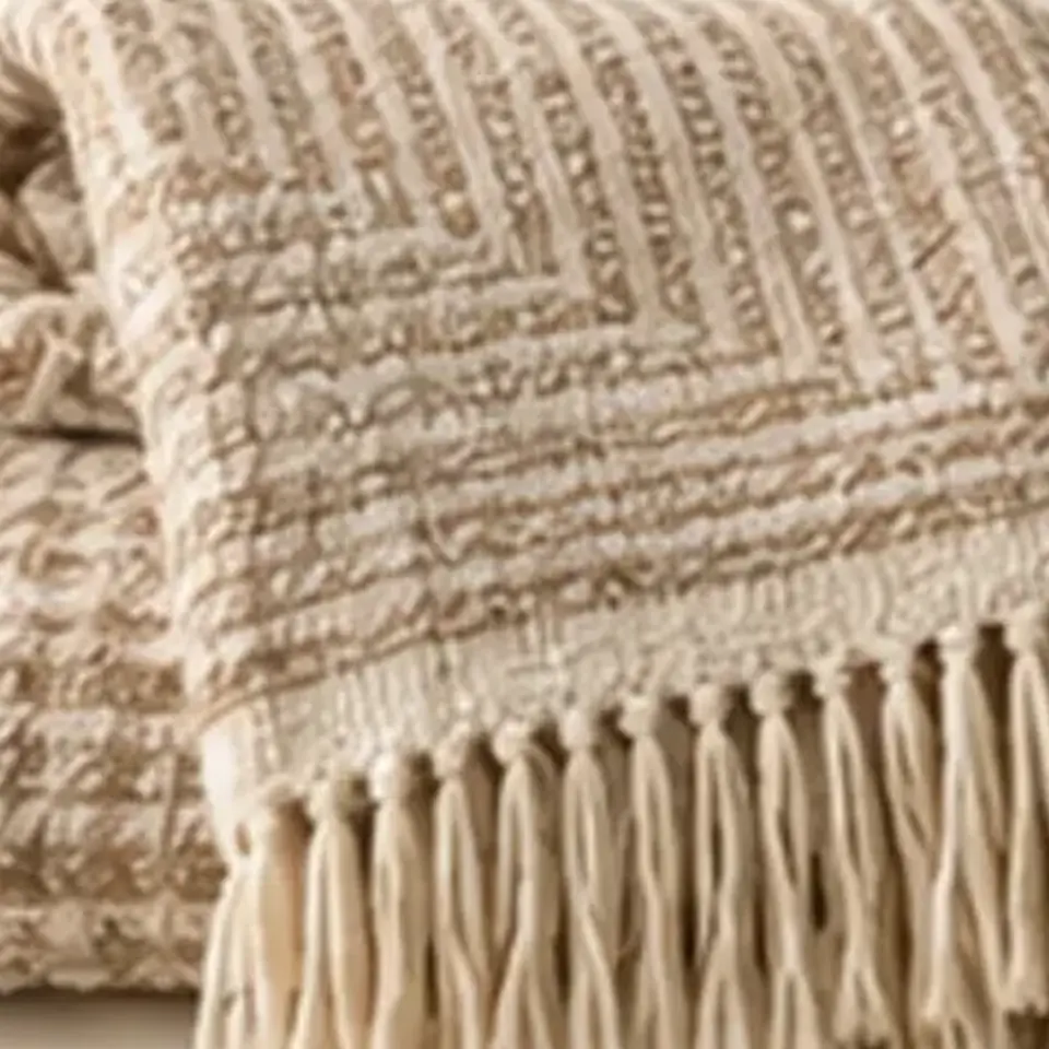 Woven Cotton Throw — close-up detail